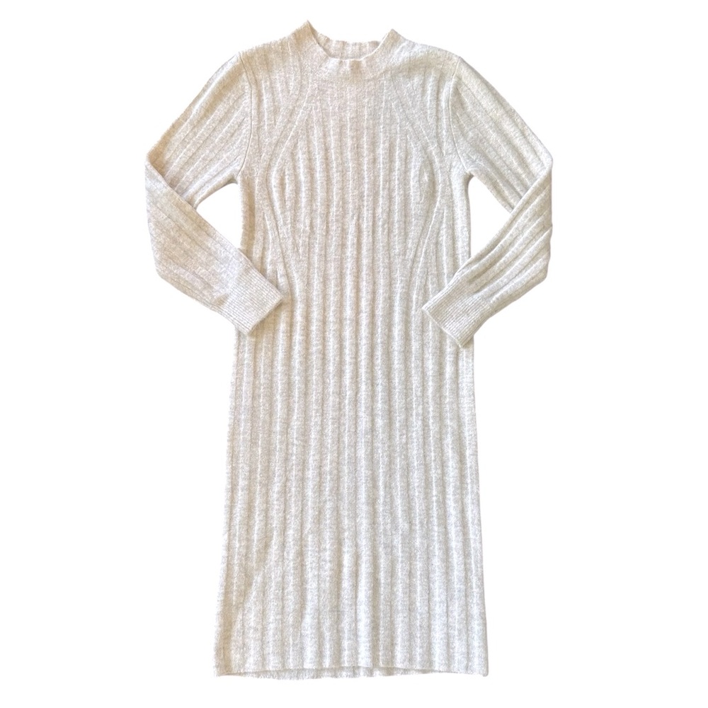 A NEW DAY heathered ivory mock neck midi sweater dress size Medium